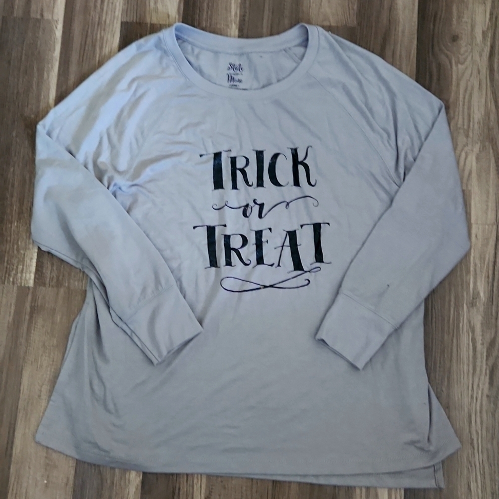 TRICK or Treat Longsleeve  Gray and Black T Shirt Size Large State of Mind